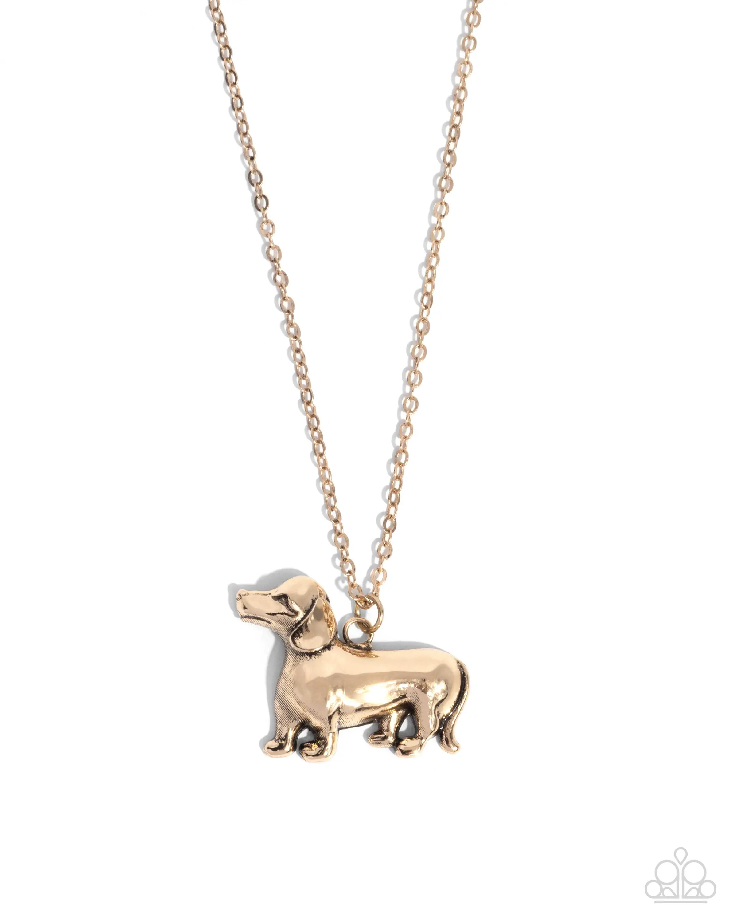 Darling Dachshund - Gold Dog Puppy Short Necklace - Paparazzi