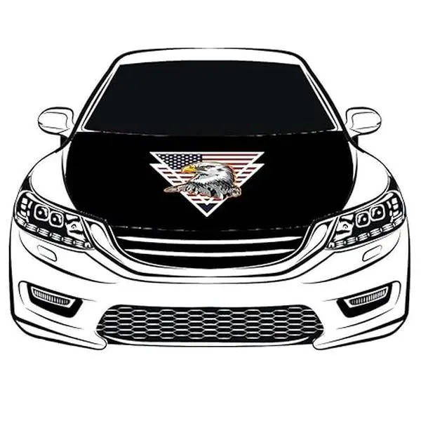 America national Eagle Car Hood Cover Flag ,Engine Flag of Eagle Logo,3.3X5ft/6X7FT, 100% Polyester Elastic Fabrics Can be Washed Suitable for large SUV and Pickup Trucks