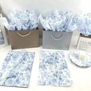 Chinoiserie Vintage Blue & White Peony Rose Tissue Paper - 14x20 Inch High-Quality Floral Wrapping Paper for Gifts, Bouquets, Weddings, Birthdays, DIY Crafts & Elegant Packaging