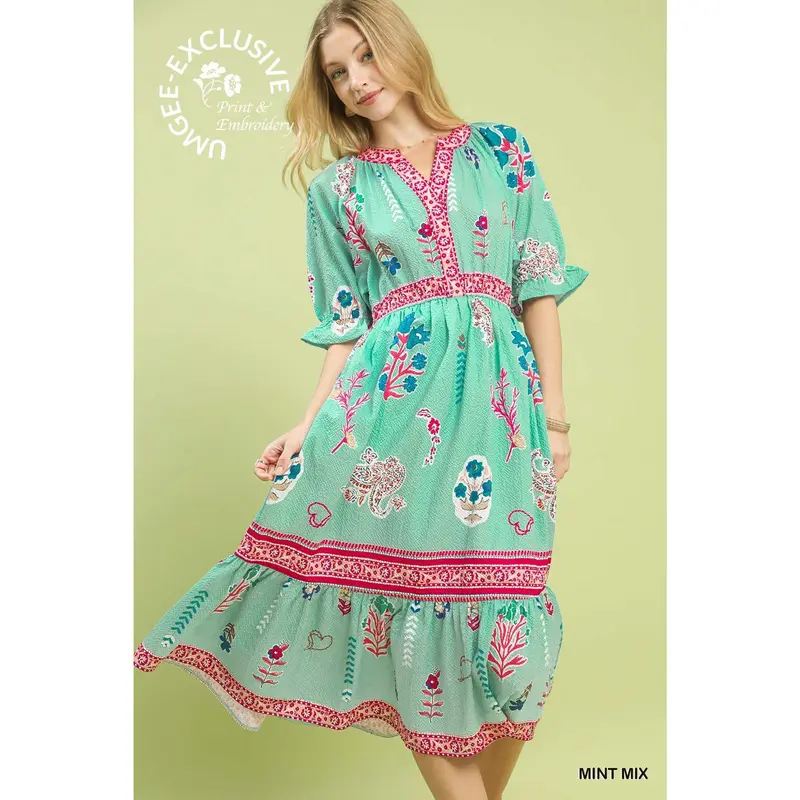 green emerald velvet dress Floral Embroidered Mini Dress L main image 1