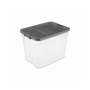 Sterilite 108 qt. Stacker Box - Durable Motorcycle Accessories Durable Storage Organiser with Deep Recess, Latched Lid, and Stacking Design for Enhanced Stability