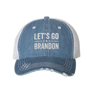 Classy Let's Go Brandon Embroidered Distressed Trucker Cap