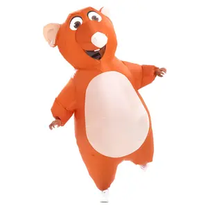 Inflatable Orange Mouse Costume for Adults - Funny Blow Up Rat Mascot Outfit with Fan & Battery for Halloween, Cosplay, Parties & Summer Events