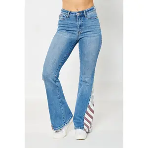 Judy Blue High Waist American Flag Print Flare Denim Jeans 88659