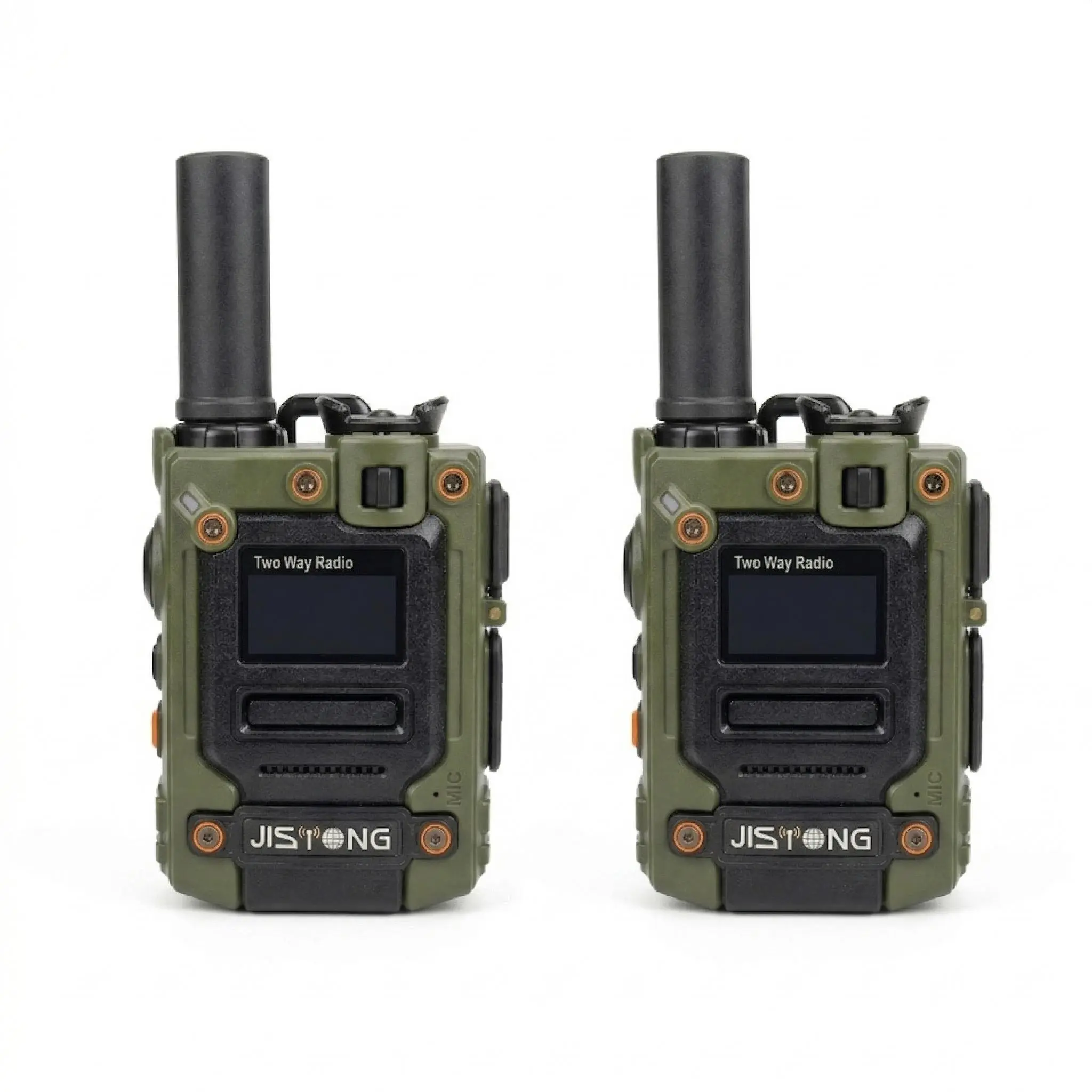 2 Pack JISTONG T33 4G LTE Radio. Compact 12.3cm alloy body, IP68 & 6800mAh battery. These walkietalkieradios deliver unlimited nationwide range and clear communication. Includes 1-Year FREE communication service fee!