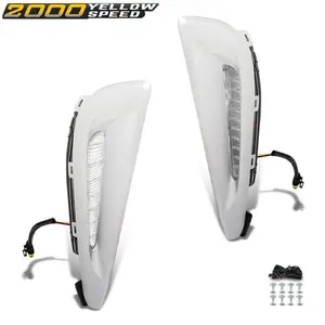 Fit For 19-22 Toyota Prius LED Fog Light w Dual DRL Signal Silver Bezel Wires