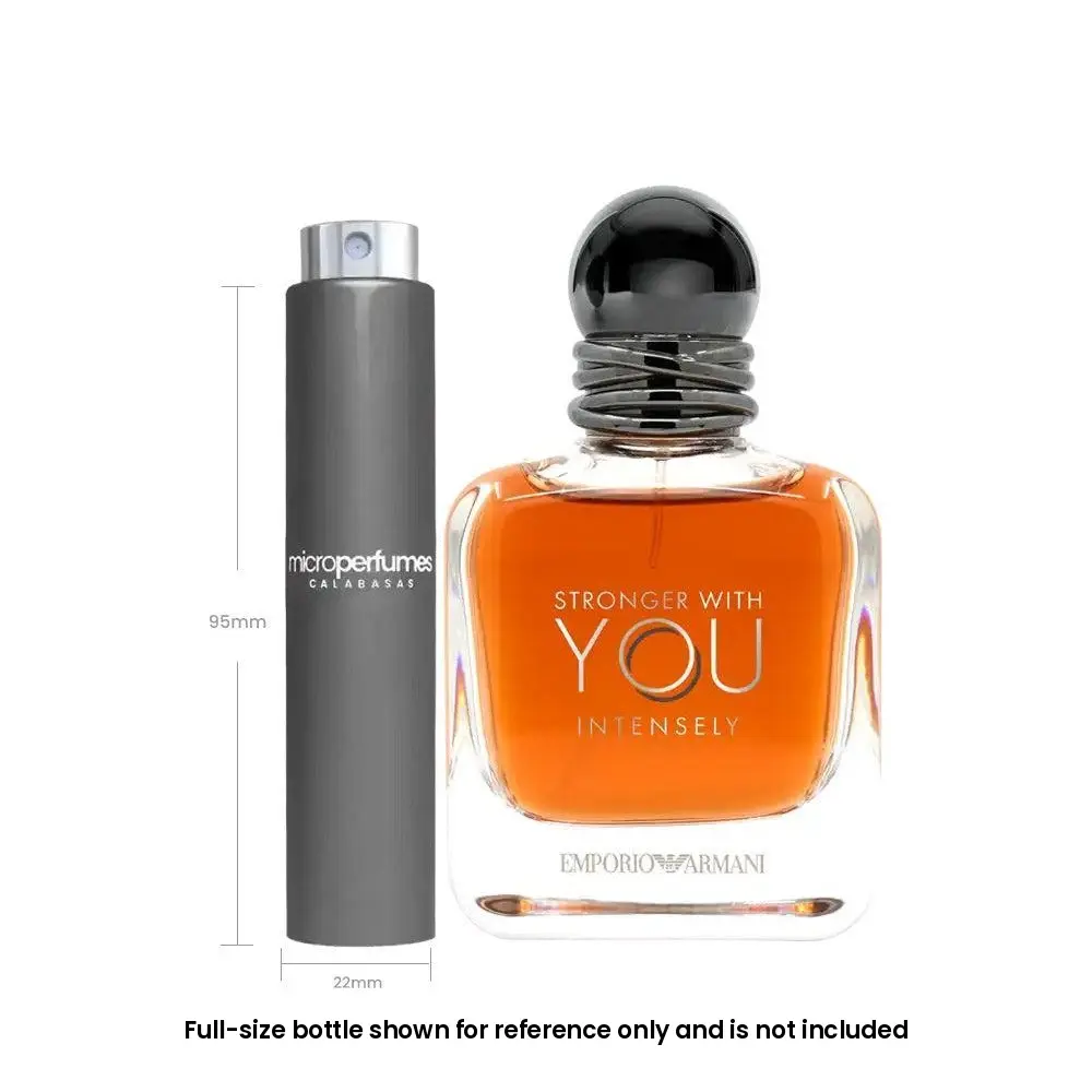 Emporio Armani Stronger With You Intensely EDP For Men – 0.17 fl oz / 5 mL Travel Spray Decant, Pink Pepper, Juniper, Violet, Gift for Him, Independently Rebottled by MicroPerfumes