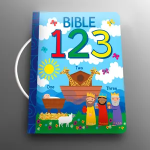 Page Publications Bible 123 Padded Board Book with Handle - English Kids' Learning Book, Biblical Themes, 1-3 Number Counting, Noah's Ark & Biblical Characters, Illustrations