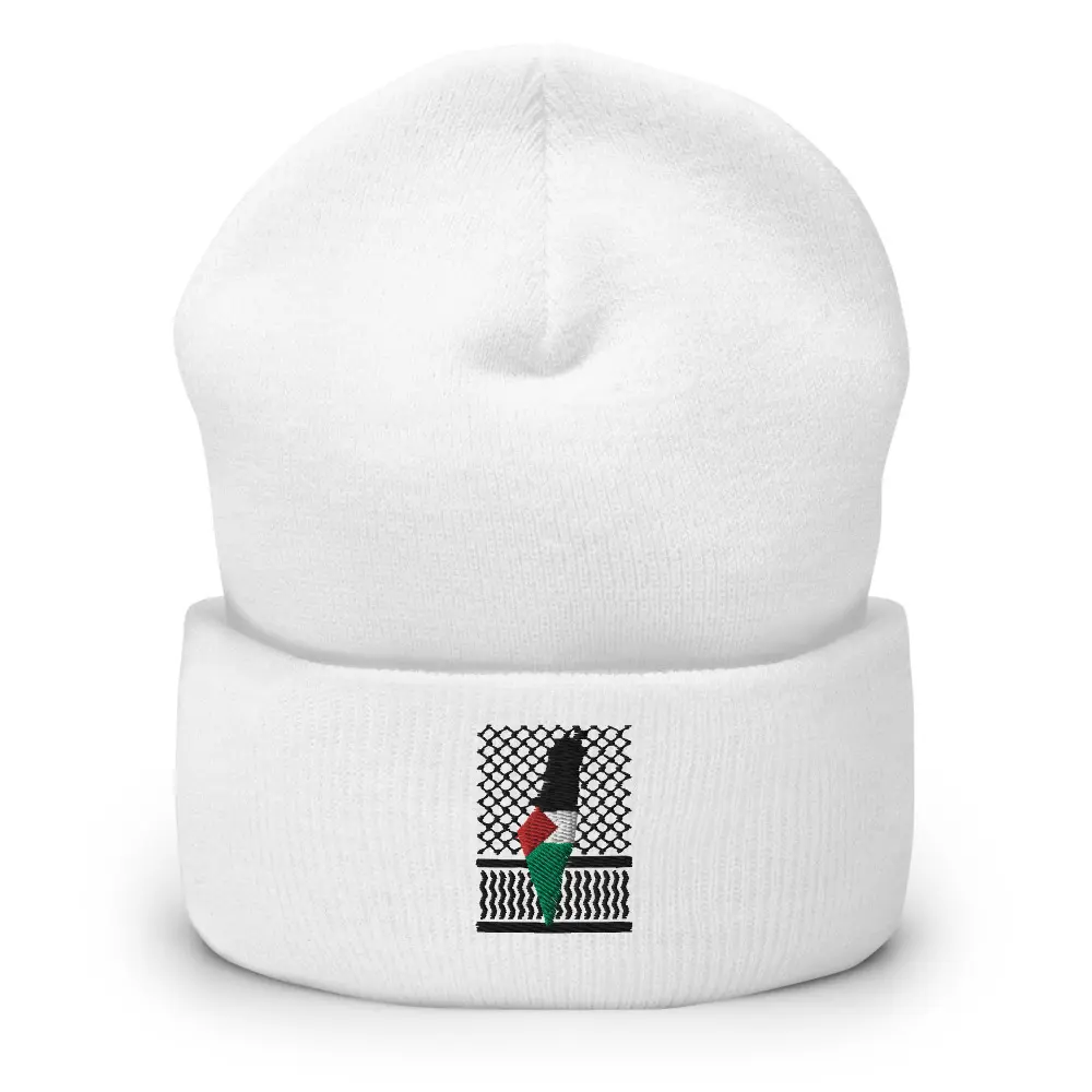 Palestine Kuffiyeh Design Embroidered Cuffed Beanie