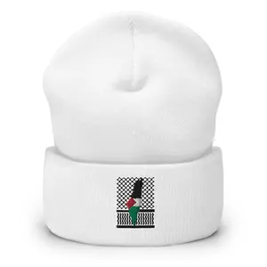 Palestine Kuffiyeh Design Embroidered Cuffed Beanie