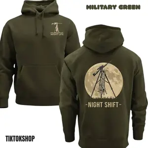 Coyote Night Life Hunting Hoodie - Hunting Coyote Hoodie Thermal Predator Hunter Gear - Pullover Sweatshirt Mens Gift - Gift For Hunters QBK