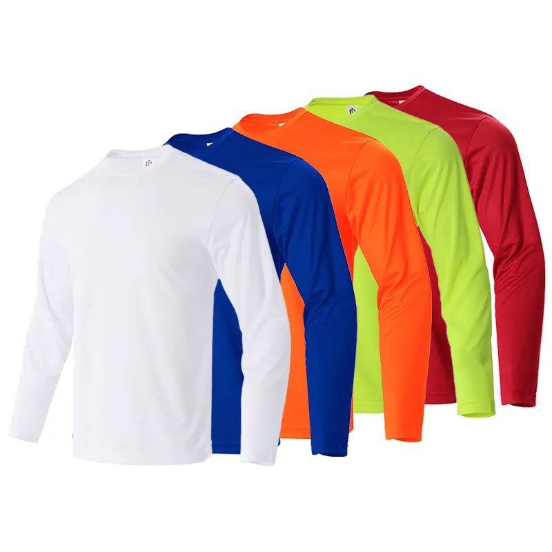 Men's Fitted Long Sleeve Basic Style Crew Neck Athletic T-Shirt - UPF 50+ Polyester Fitness Apparel, Quick Dry Breathable Activewear Running, Sun Protection, Machine Washable Permanent Press Cycle Athletic Sports Clothing