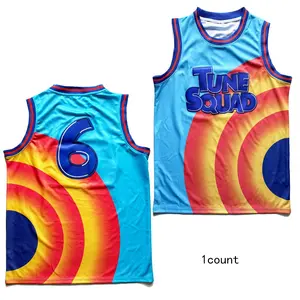 Men's Space Jam #6 Movie  Embroidery Terylene Basketball Jersey