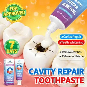 ZKRICARO cavity repair toothpaste, FDA certified, repairs cavities, whitens teeth, relieves tooth sensitivity, strengthens tooth enamel, and protects oral health.