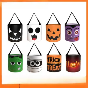 Three-dimensional luminous Halloween candy bag portable LED lighted pumpkin bag tube Halloween candy bag Gifts