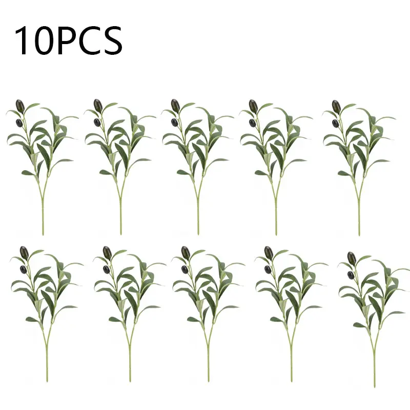 10 pieces of realistic olive branch with olive leaf plant arrangements, Realistic foliage fruits, greenery and artificial flowers for home, garden decoration items, wedding and engagement decoration setups, spring olive tree stem artificial greenery