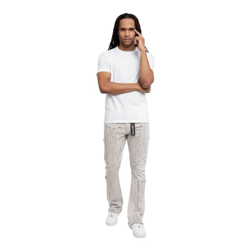 Iced Grey Men Stacked Jeans - Stylish & Comfortable Fit for Everyday Wear