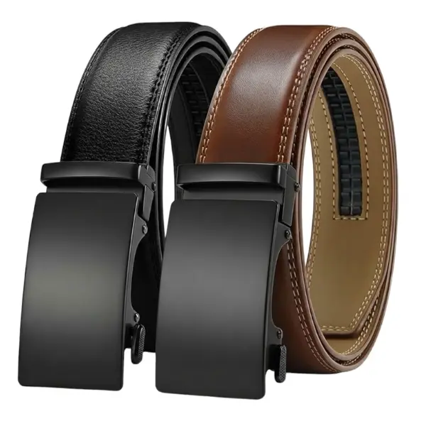 HAGIG Mens Belt Leather Ratchet Belt 2 Pack - Customizable Fit, Effortless Style (35mm)