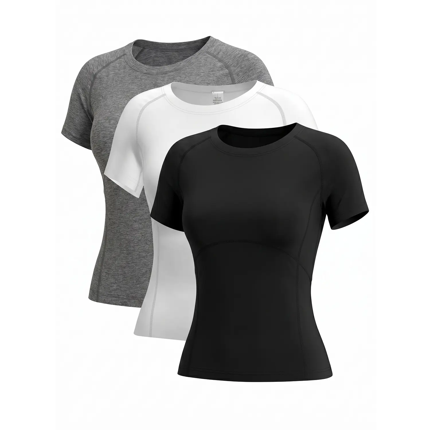 Women Workout Shirts Short Sleeve 3 Pack Athletic Compression Tee Yoga Gym Basic Tops Baselayer Undershirt Sports Gear Black White Grey