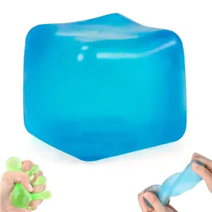 Sensory Stress Cube – High-Density Gel-Filled Ice Cube Party gifts Squishy Fidget Toy for Anxiety Relief, Slow Rising, ADHD & Focus Aid 2.1", 1Pc, Blue