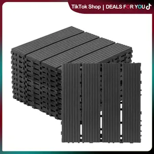 44 Pack Interlocking Deck Tile, Patio Deck Tiles,12x12in Square Waterproof Flooring Tiles All Weather Use, for Outdoor, Indoor, Poolside, Balcony, Backyard