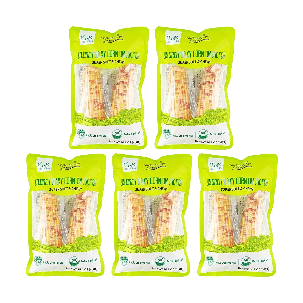 Jingnong Colored Waxy Corn on the Cob 14.1 oz*5【5 Packs】