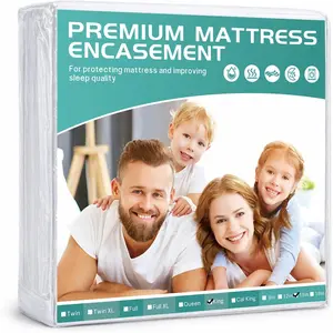 Mattress Protector Cover with Sealed Zipper Terry Cloth 76"x 80" Fits 13-16in Deep 6-Side Encases Waterproof Breathable Mattress Pad Cover