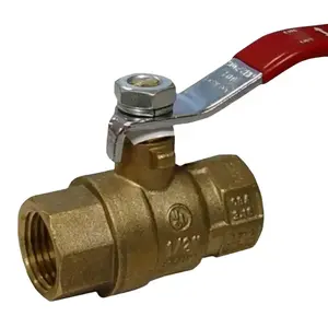 Heavy Duty Brass Ball Valve 3/4” IPS with Red Handle & 1/2” Threaded Connection for Durability and Reliability