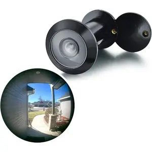 TG3016YG-BC Brass UL Listed Solid Brass HD Glass Lens 220- Door Viewer Peephole with Heavy Duty  Cover for /8" to 2-1/6" Doors, Black Finish