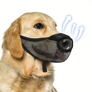Mesh Dog Muzzle, Adjustable Breathable Dog Muzzle, Dog Mouth Cover for Prevent Biting, Licking, Chewing, Scavenging, Allows Drinking
