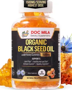 Doc Mila Black Seed Oil Gummies 1500mg with Raw Honey -Supplement Healthcare Edible Fitness Dietary Natural Optimum Digestion Vitamin Digestive Wellness Bundle