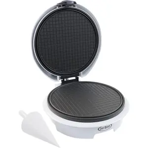Waffle Cone Maker - Electric Nonstick Waffle Iron with Shaper Cone Included - Small Kitchen Appliances (White)