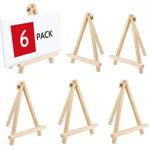 6PCS Wood Easels, 9 Inches Tabletop Easels, Tripod, Painting Party Easel, Kids Student Tabletop Easels for Painting, Art Craft Painting Easel Stand for Artist Adults Students