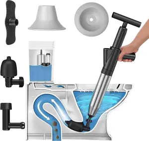 Toilet Plunger, Drain Clog Remover High Pressure Heavy Duty Drain Unblocker Toilet Unclogger Plunger