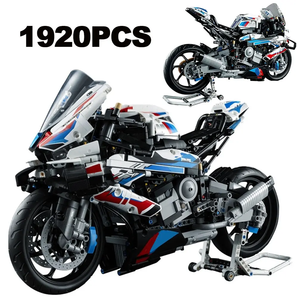 1920-Piece Technical M 1000RR Racing Motorcycle Creative Building Blocks Model Kit 42130, Speed Motorbike Bricks Construction Toy for Adults and Kids DIY Creative Building Set