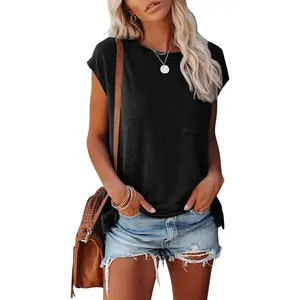 MIROL Women'S Short Sleeve Tunic Tops 2025 Basic Loose T Shirts Solid Color Batwing Sleeve Casual Tee MIROL
