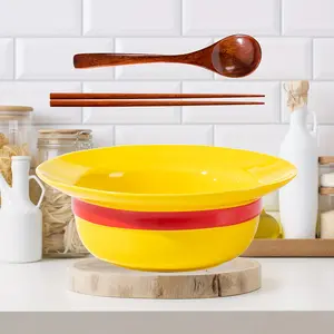 Ceramics Japanese Lamian Noodles Bowl 3PC Anim Bowl Set (Bowl+Chopsticks+Spoon) Yellow Pirate Crew