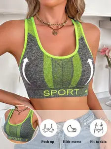 🔥 Women's Breathable Quick Dry Back Support Sports Bra, Wireless Seamless High Elastic Skin Friendly Support Top, Sweat Absorbing Comfort Vest For Fitness Running Daily Training, Sporty Breathable Bras