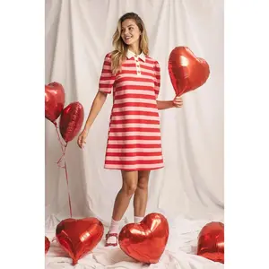 Valentine Striped Polo Mini Dress