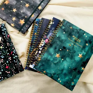 2026 Weekly Planner A5 Spiral Notebook with Strap, 70 Pages 100g Paper, Customizable Cover (Star Designs), Daily & Weekly Schedule Organizer for Students/Professionals, Ideal for