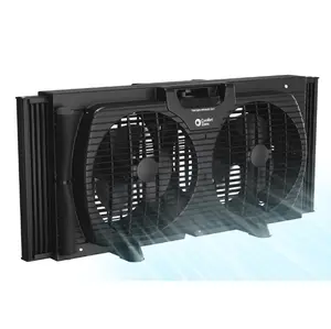 Comfort Zone 9" Twin Window Fan with Quiet Setting, 3-Speeds, Auto-Locking Expanders, Black