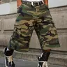 Men's Denim Shorts - Vintage Menswear, Casual Baggy Cargo Pocket, Frayed Hem, Loose Fit, Camouflage Streetwear Clothing, All-Season Outing Wear, Matching Tee Compatible