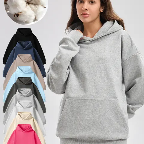 Women’s cotton-blend long-sleeve hoodie, regular fit, soft, breathable, durable, comfortable for everyday wear, machine washable, casual outdoor city street style Adjustable Drawstring