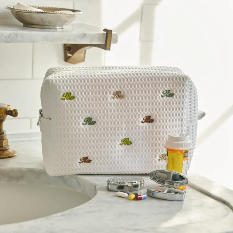 RX Apothecary Waffle Pouch - Embroidered Cosmetic Pouch