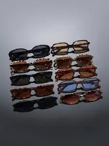 10 Pairs Narrow Frame Multicolor Fashion Sunglasses, Millennial Y2K Style, Uv400 Protection, Perfect for Music Festivals, Daily Wear, Travel Photos, Rectangle Sunglasses