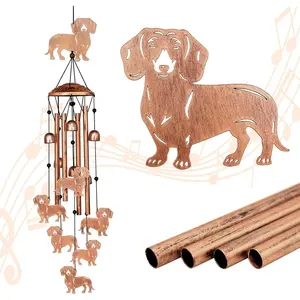 Dog Wind Chimes Outdoor, Dachshund Aluminum Wind Chime 34 Inch, Decorative Hanging Wind Bell for Garden Patio Porch Yard, Soothing Memorial Gift for Dog Lovers Women Mom Grandma