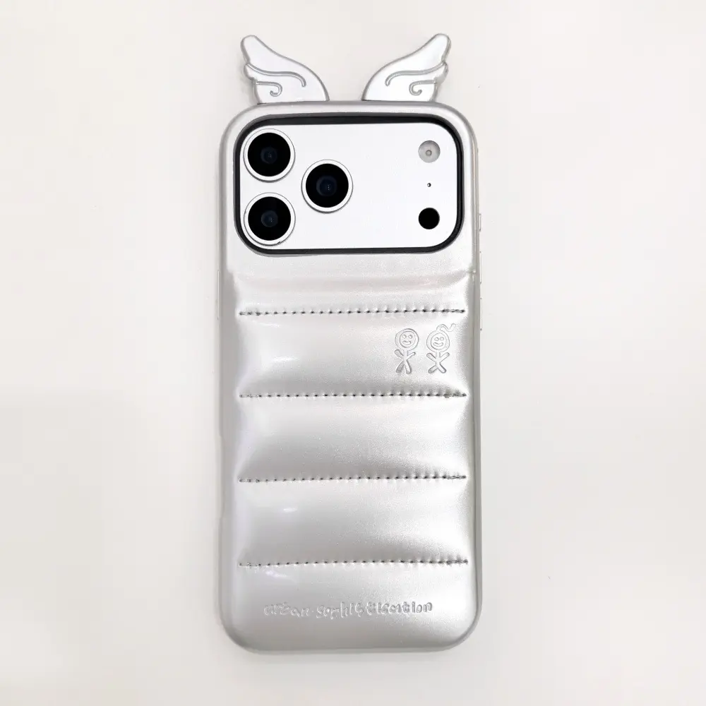 Leather down feather wings phone case suitable for iPhone 17 Pro Max, personalized phone case for iPhone 16/15/14