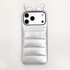 Leather down feather wings phone case suitable for iPhone 17 Pro Max, personalized phone case for iPhone 16/15/14