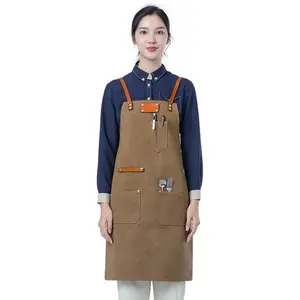 Professional Customized LOGO Thickened Canvas Apron European And American Painting Coffee Shop Baking Restaurant Work Apron