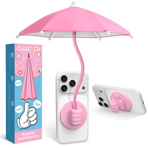 Magnetic Universal Phone Umbrella - Magnetic Hold, 1-Second Snap-On, Adjustable UV Shield Phone Accessory, Beach Travel Gadget, Easter Gift for Teens